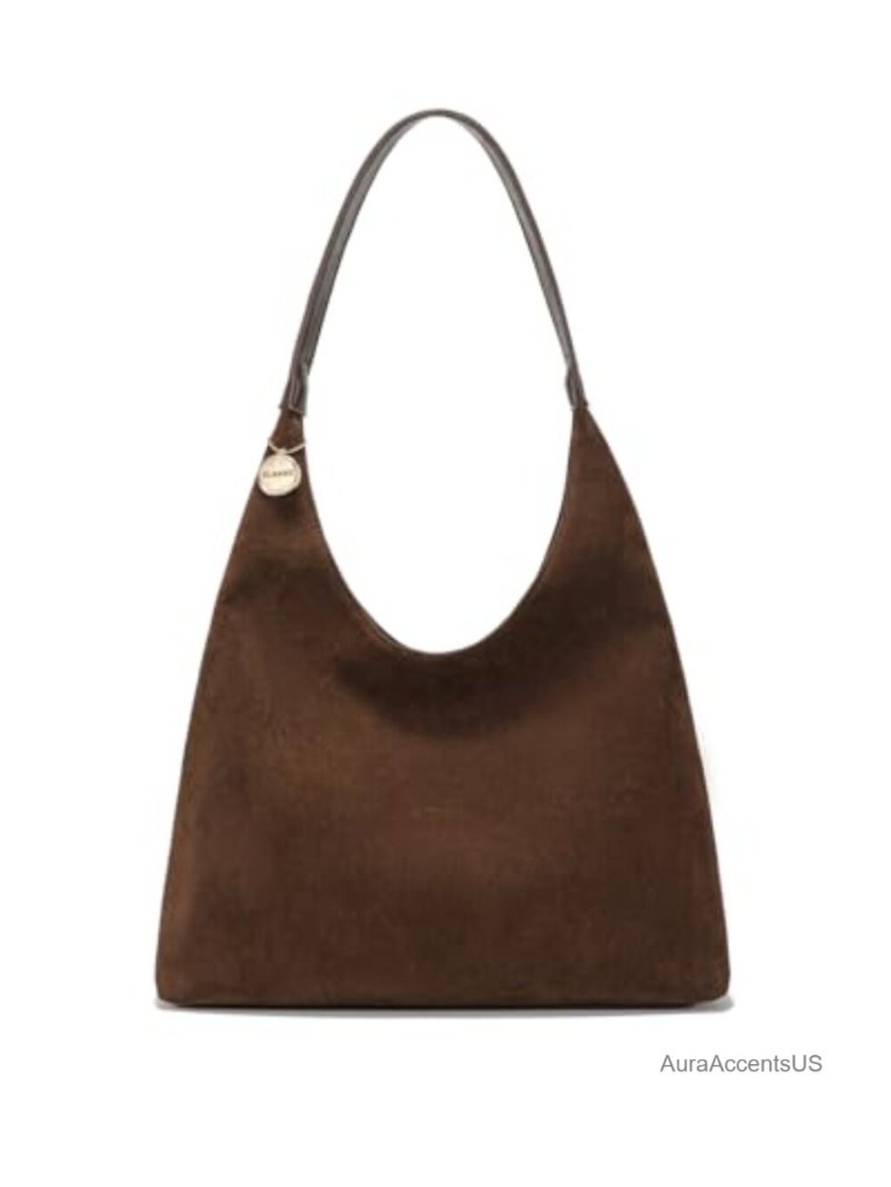 Faux Suede Slouchy Hobo Tote Bag, Large Brown Purse with Zipper - Picture 1 of 6